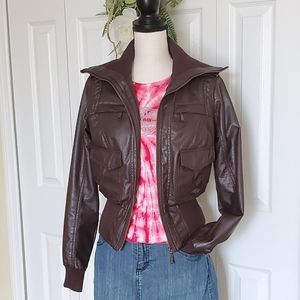 Women's Faux Leather Moto Jacket Size M